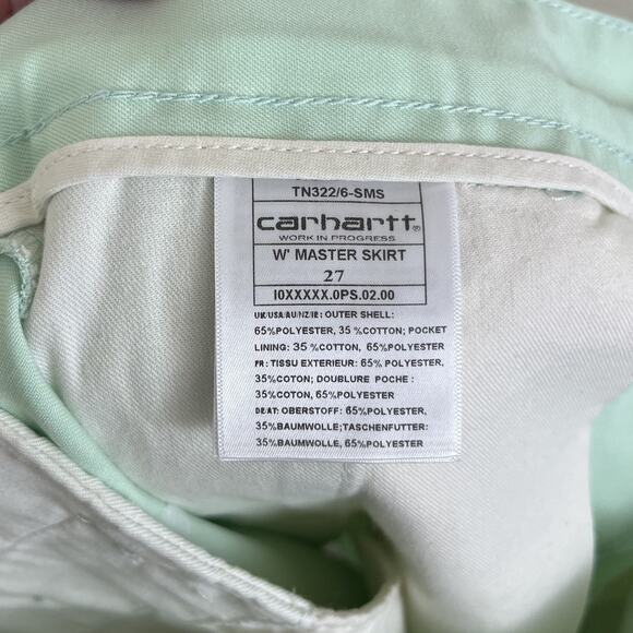 NWT Carhartt WIP Master Pencil Skirt Womens Size 27 Mint Green - Picture 7 of 7